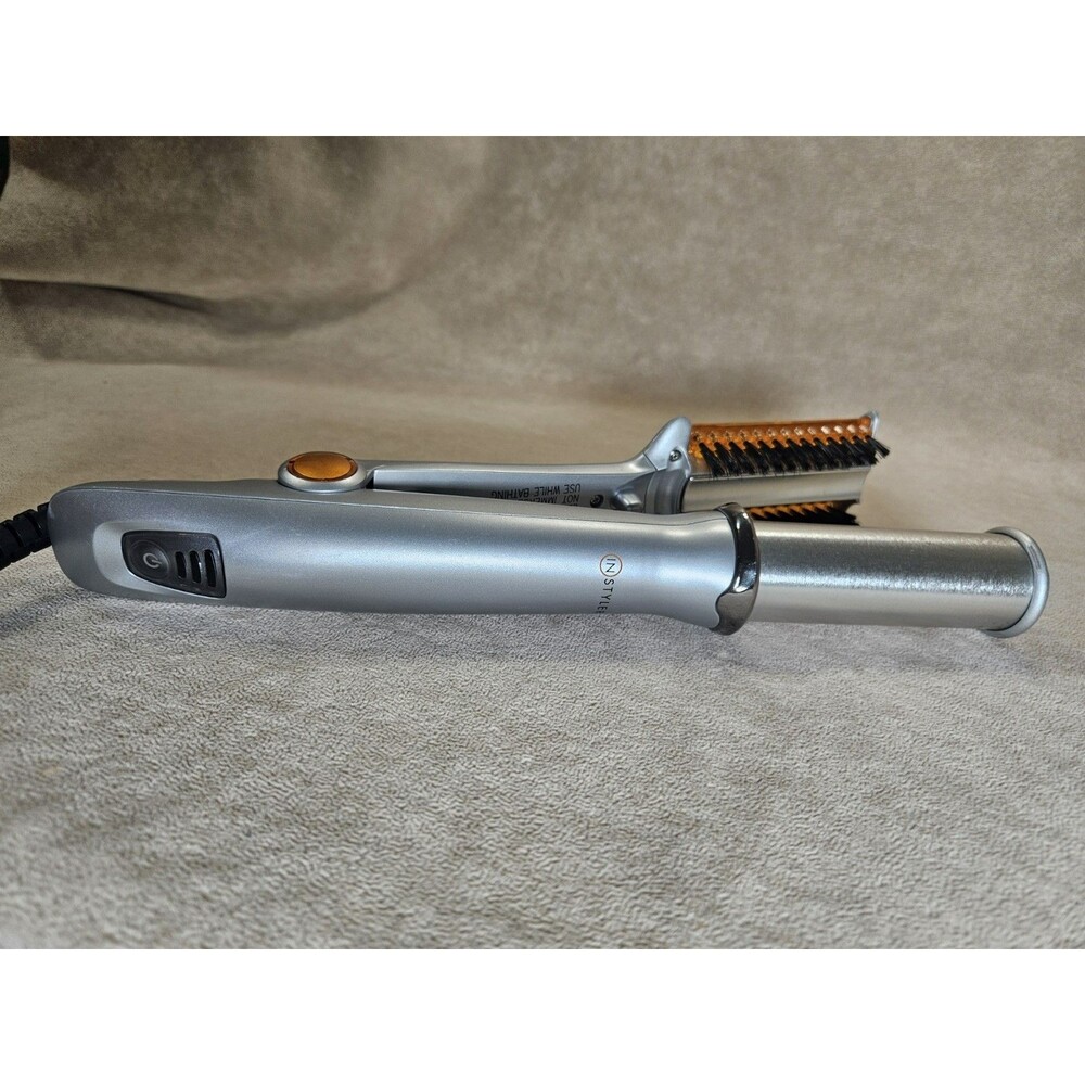InStyler Rotating Hair Straightening Curling Hot Iron 1 1/4" IS1001 Silver Works